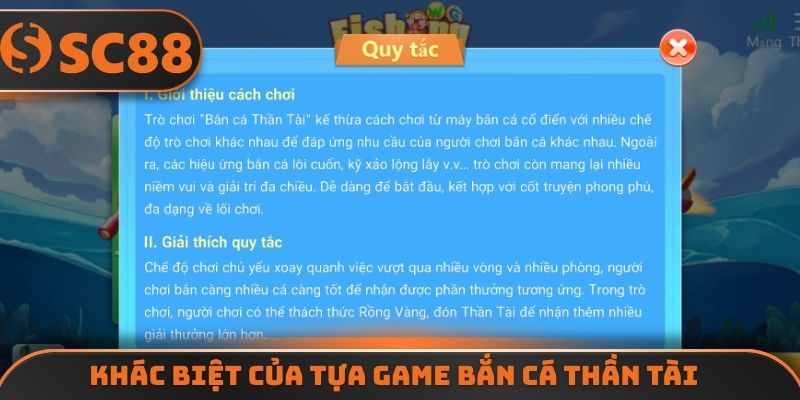 Khác biệt của tựa Game bắn cá thần tài
